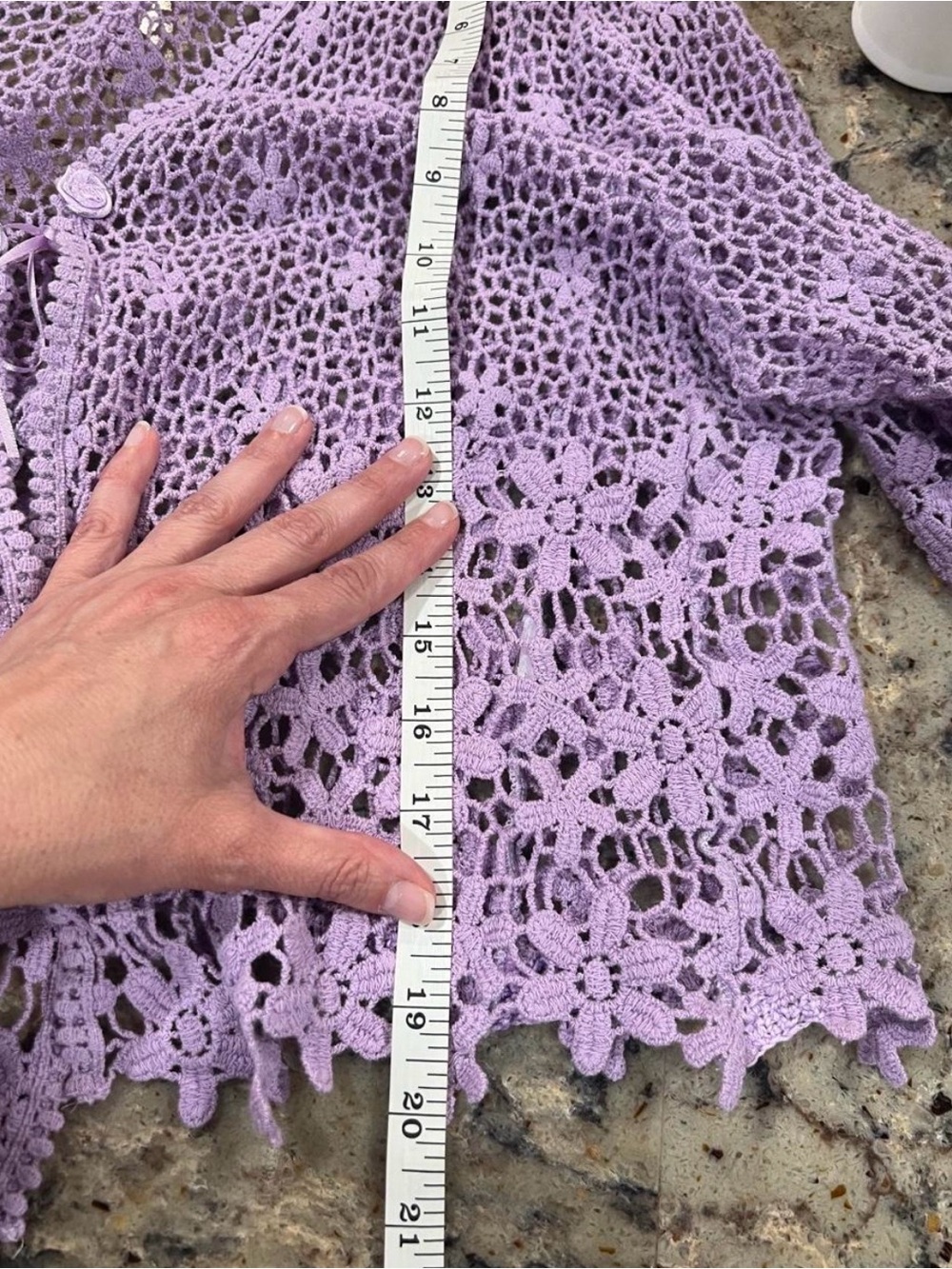 Lilac Crochet Open-Front Women's Sweater Cardigan - Picture 6 of 7